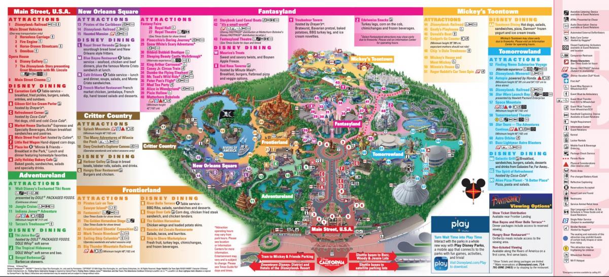 Mappa del parco di Los Angeles Disneyland