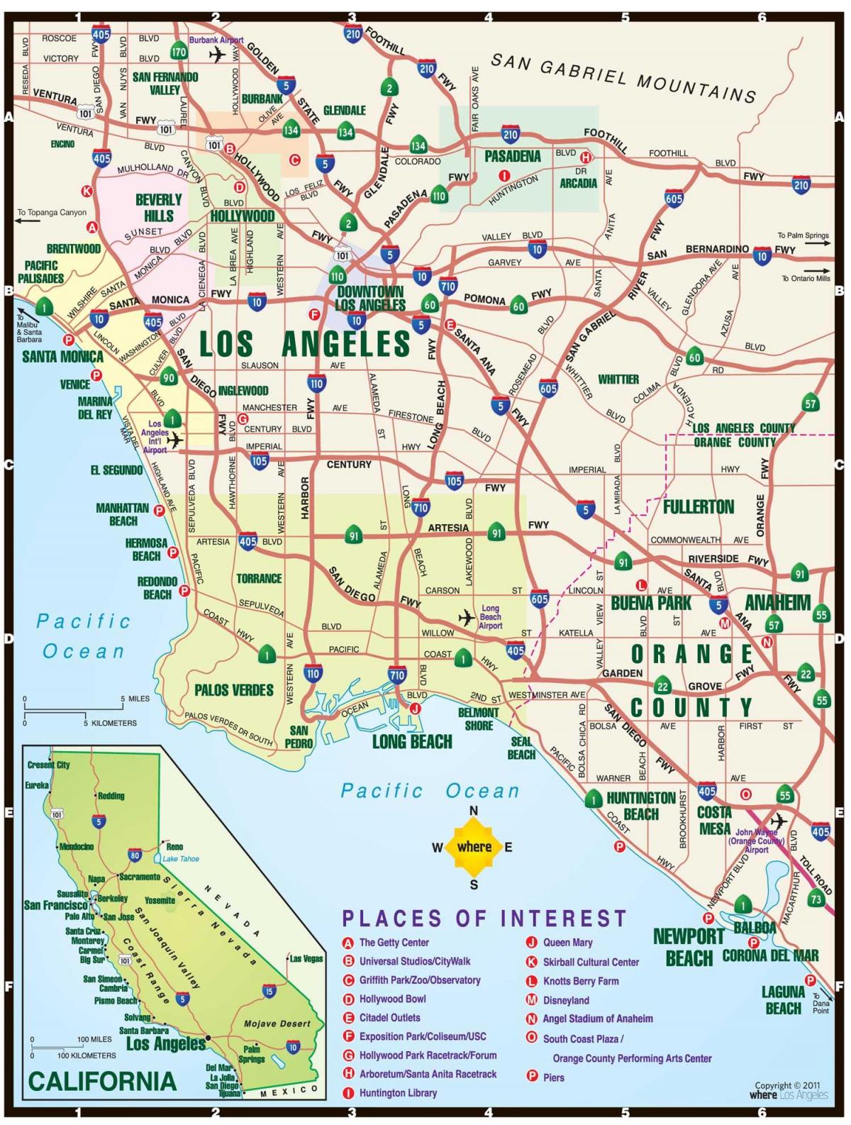 Mappa della città di Los Angeles