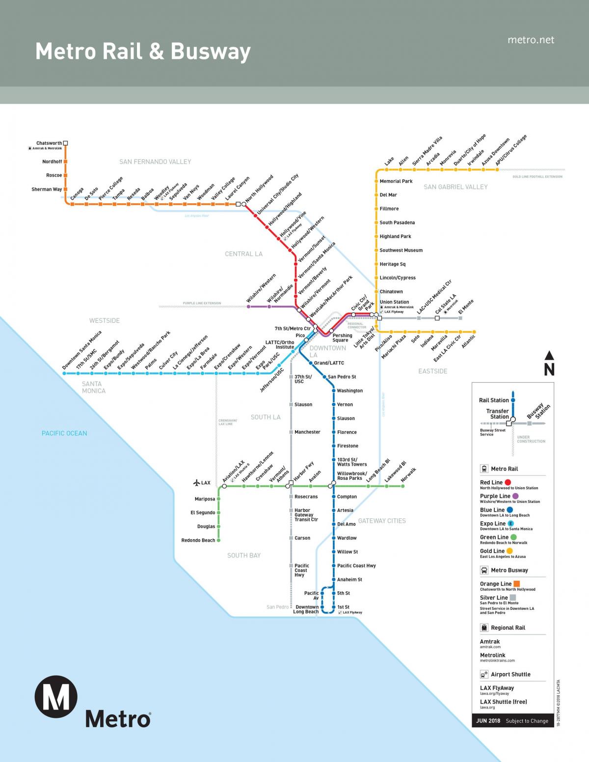 Mappa delle stazioni della metropolitana di Los Angeles