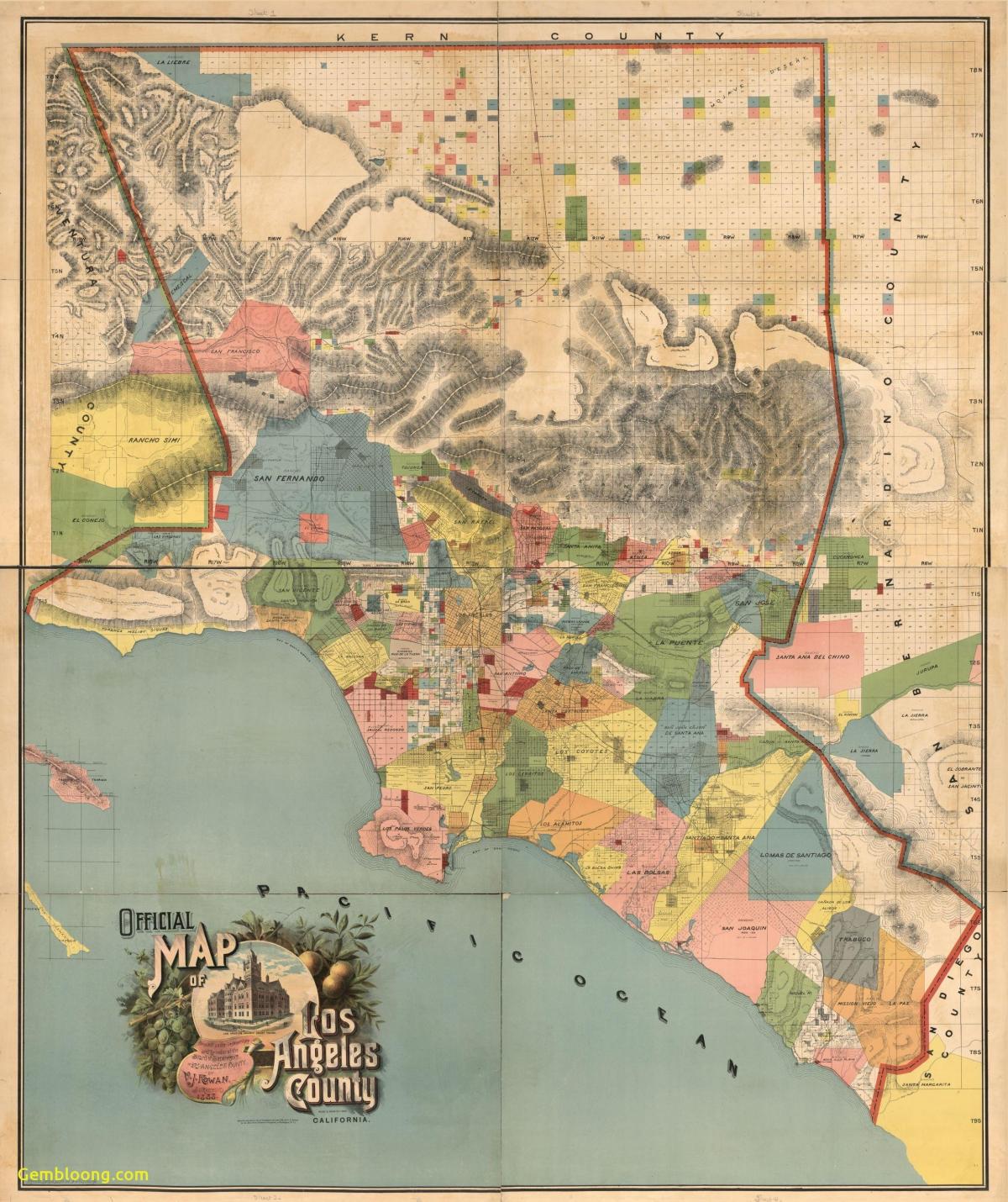 Mappa storica di Los Angeles