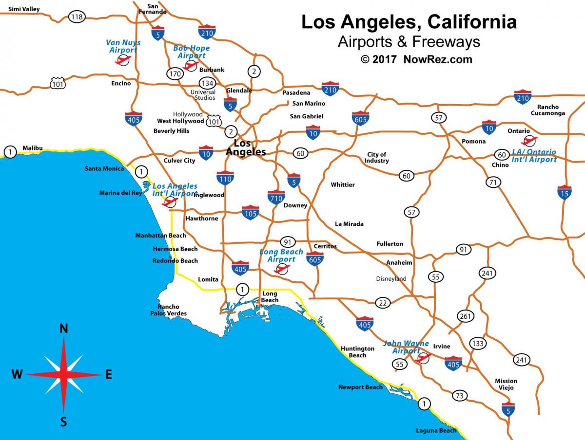 Mappa degli aeroporti di Los Angeles