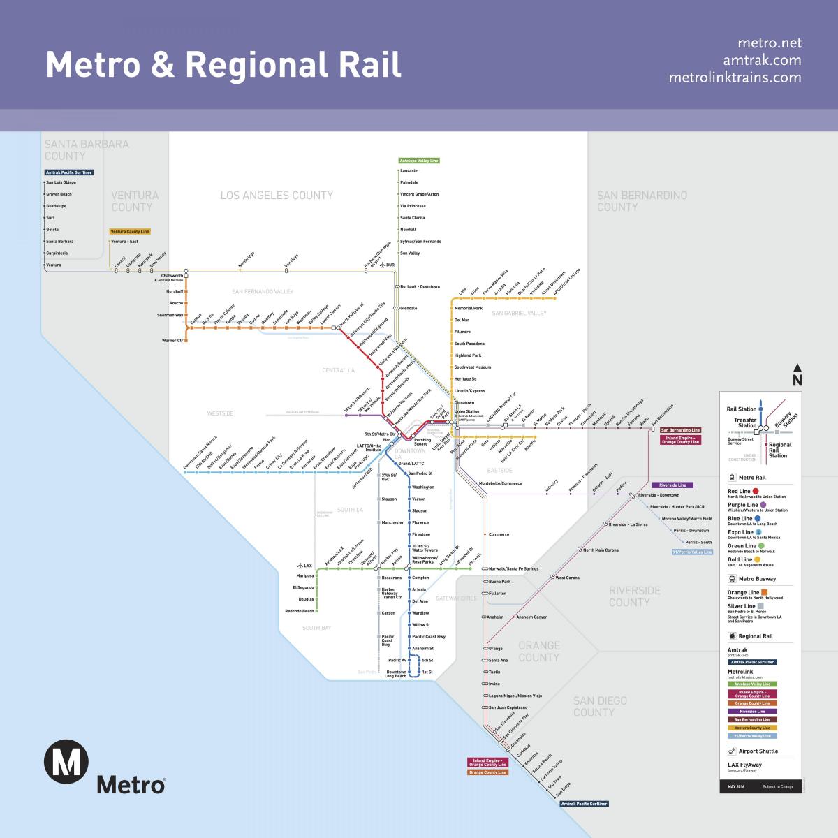 Mappa delle stazioni ferroviarie di Los Angeles